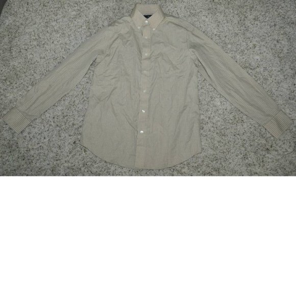 Mens Sport Shirt Dockers Tan Checked Small Long Sleeve Relaxed Button Front Pkt - Picture 2 of 4
